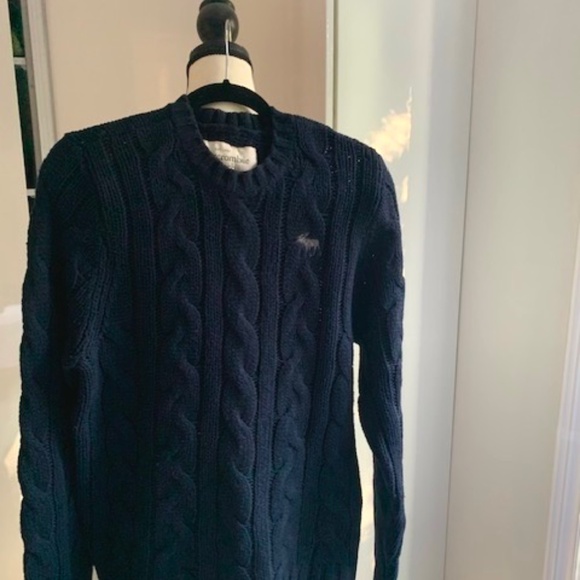 Abercrombie & Fitch Sweater crewneck navy men NEW XL - Picture 2 of 3